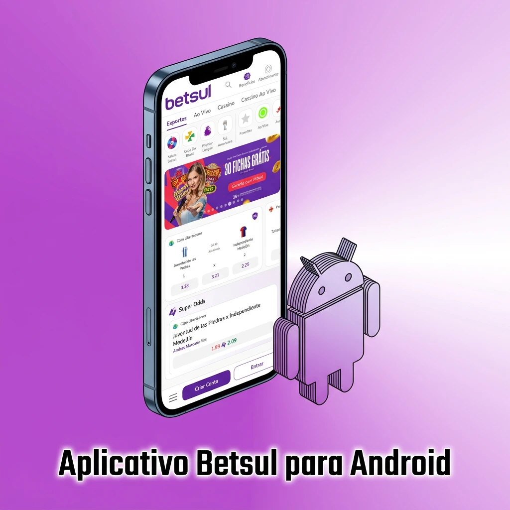 Aplicativo Betsul para Android com apostas esportivas e cassino disponível gratuitamente para download no celular.