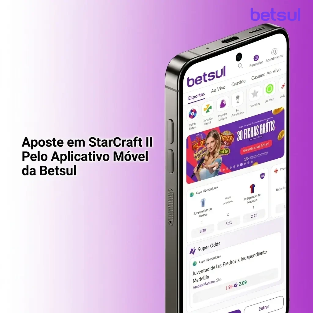 Aposte em StarCraft II pelo app Betsul no celular, acompanhe partidas ao vivo e faça apostas em tempo real.