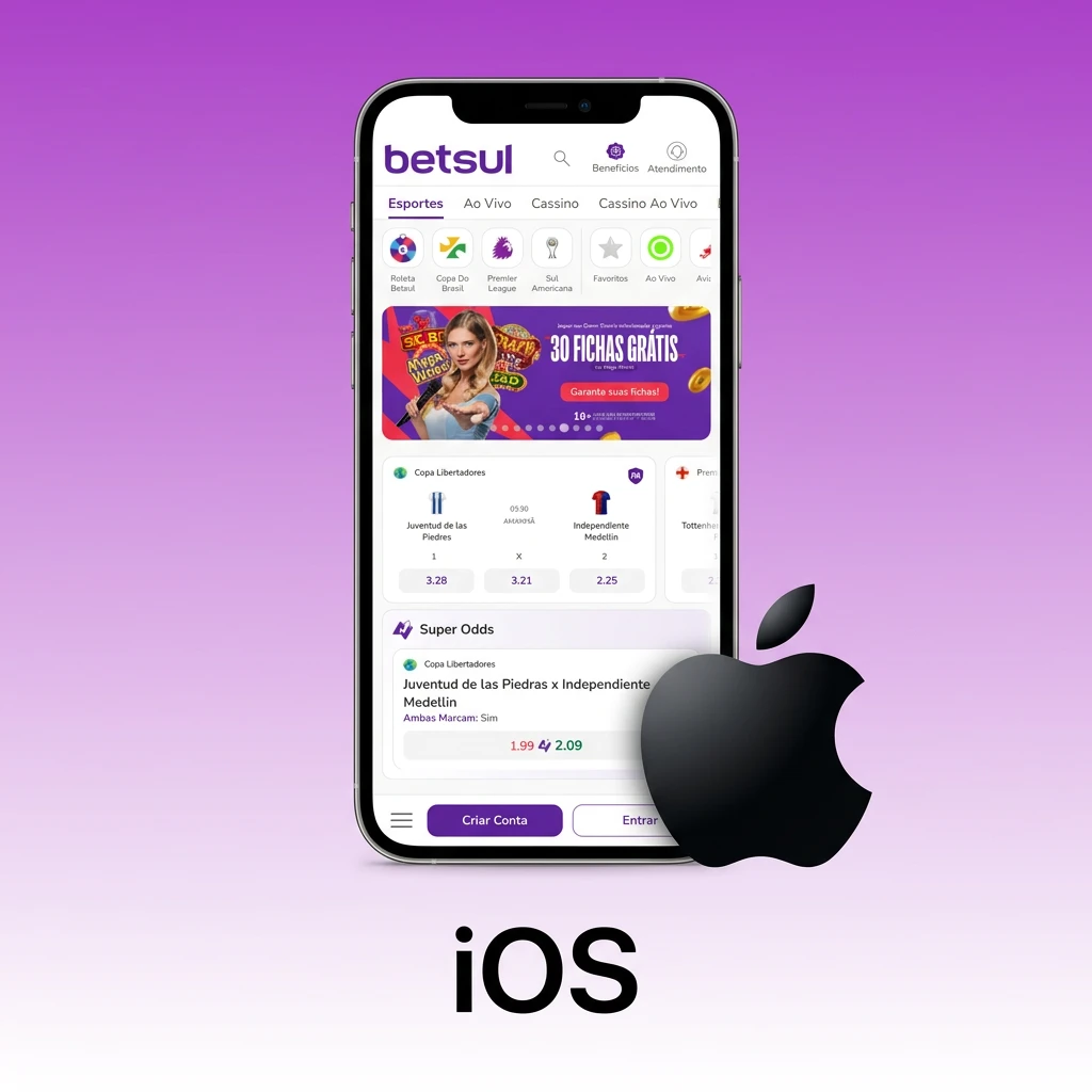 App Betsul para iOS disponível na App Store para iPhone 6s e superior com iOS 12.0, com login e instalação simples