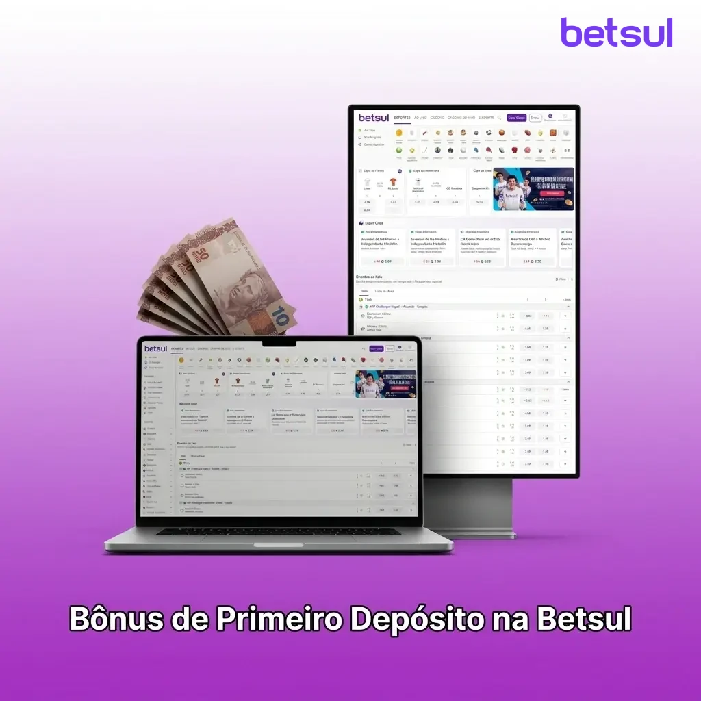 Bônus de primeiro depósito Betsul: 100% até R$500, rollover 5x, odds mínimas 1.50, válido por 30 dias