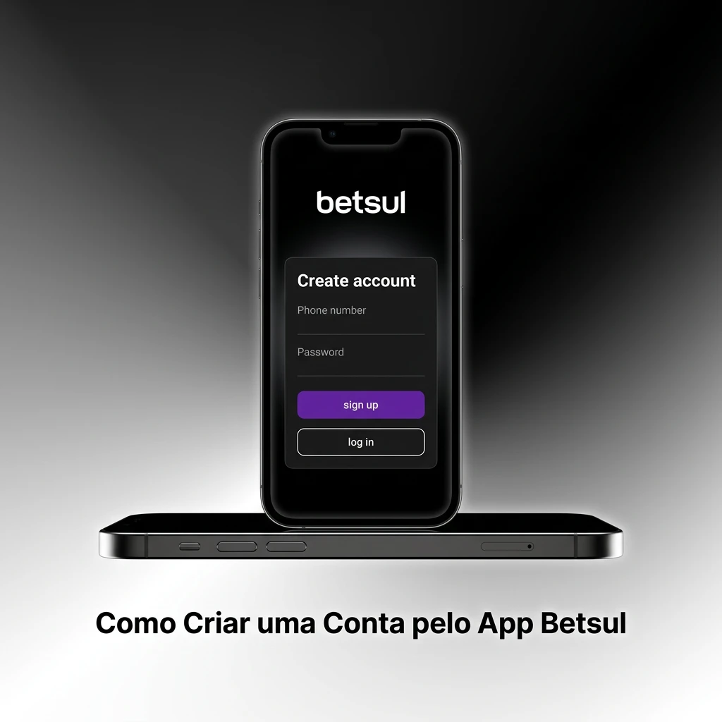 Betsul app registration screen showing sign-up form with fields for personal data and a "Cadastrar" button