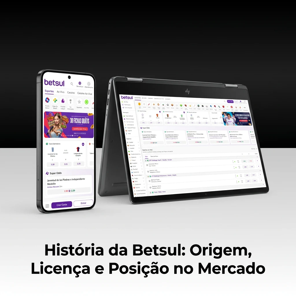 Betsul betting platform logo with Brazilian market focus, founded 2019, licensed online sportsbook