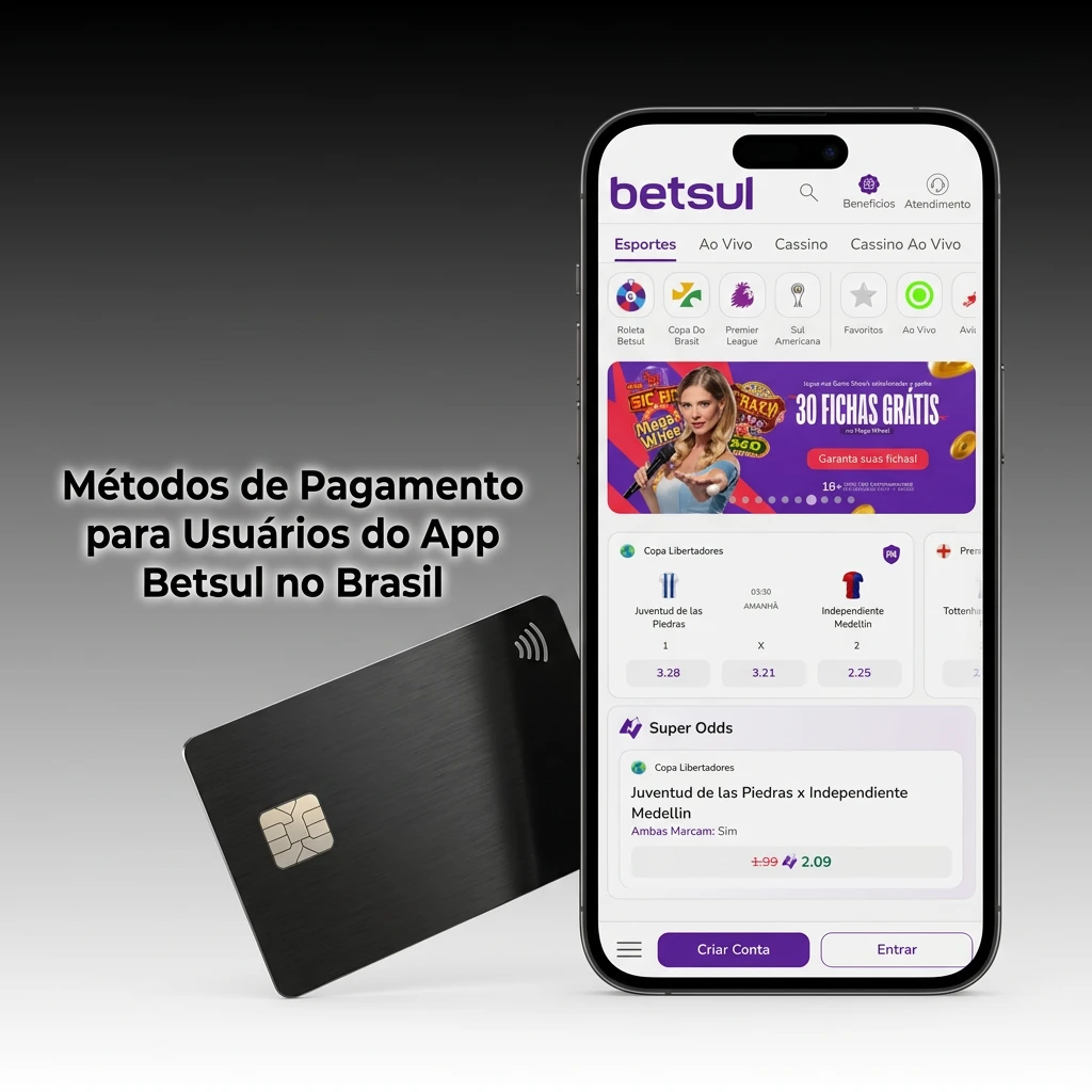 Métodos de pagamento Betsul: Pix, transferência bancária, Visa, Mastercard e boleto, depósito mínimo R$10.