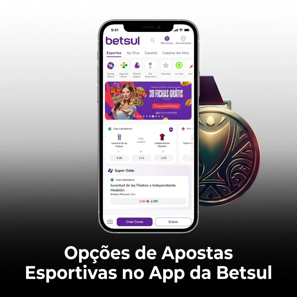 Betsul app sports betting options: football, basketball, tennis, volleyball, MMA, esports, F1, boxing, futsal, beach volleyball.