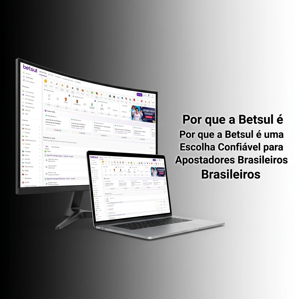 Betsul betting platform interface showing sports coverage, mobile app, and Brazilian payment options like Pix